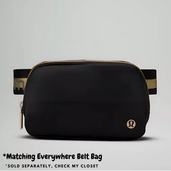 NEW Lululemon Never lost Keychain Wordmark Black and Gold - Picture 7 of 9